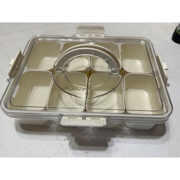 LOT of 2 Aurdeayl Brand 8-pc. Snack Bowls w/Handle & Clear Lid Beige Color (NEW) - Picture 15 of 15